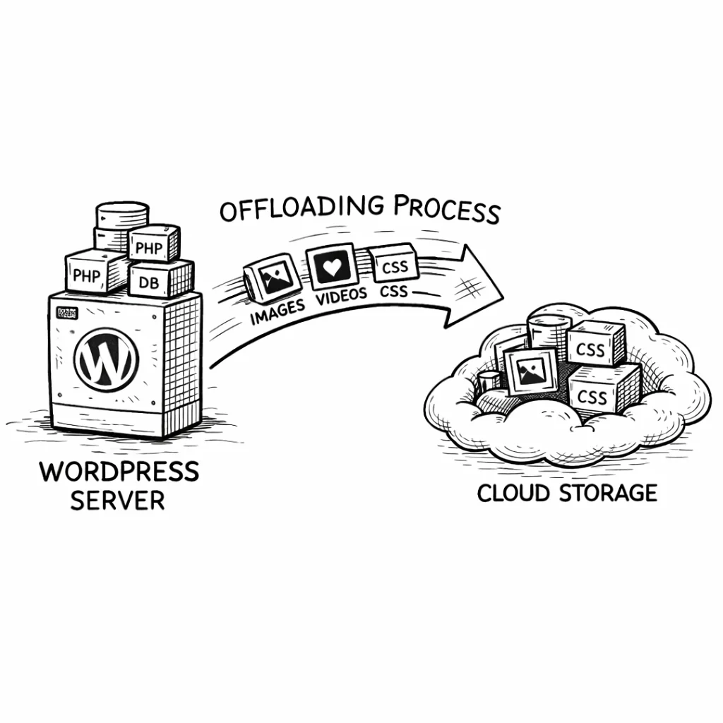 How CloudSync offloads images, videos, and CSS from WordPress to cloud storage